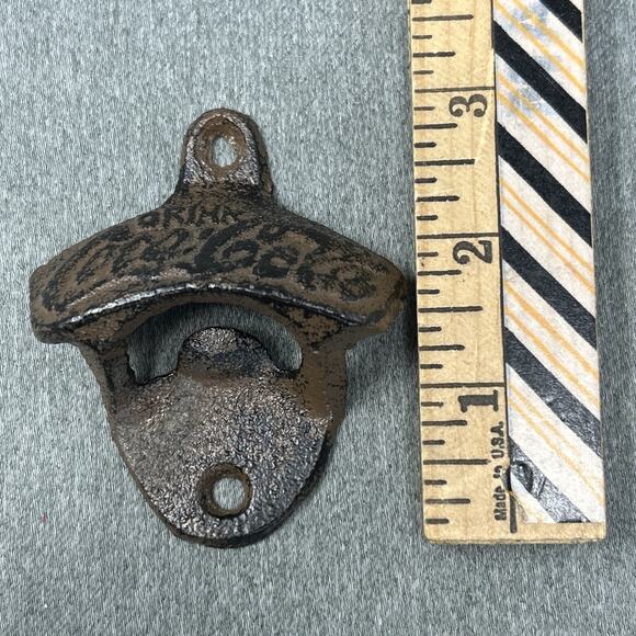 Coca Cola Cast Metal Wall Mount Bottle Opener Embossed Rustic Metal Decor - Picture 4 of 7